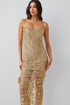 Zephyra Floral Embroidery Midi Dress Set