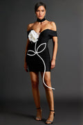 Xantht Deep-V Flower Bandage Mini Dress