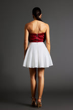 Flower Strapless Waist Mini Dress