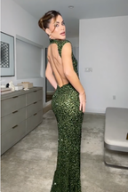 Rocío Timeless Elastic Sequin Backless Maxi Dress Premium Wardrobe Essential