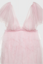 Chlos Pink Lace Mesh Maxi Dress