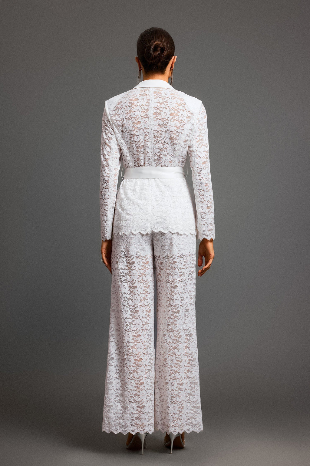 Deep-V Long Sleeves Lace Two-Piece Set