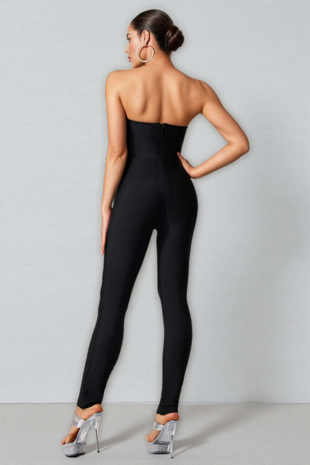 Peteas Bandage Rhinestone Strapless Jumpsuit