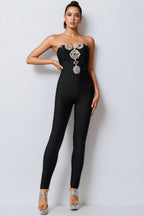 Peteas Bandage Rhinestone Strapless Jumpsuit