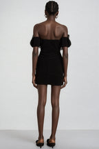 Cassia Black Floral Embroidered Mini Dress