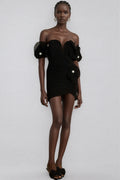 Cassia Black Floral Embroidered Mini Dress