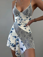 DressBetty - 2024 Streetwear Women Sleeveless Backless Asymmetrical Lace Dress