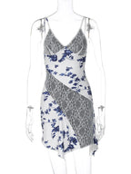 DressBetty - 2024 Streetwear Women Sleeveless Backless Asymmetrical Lace Dress
