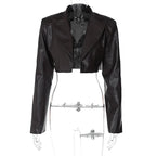 Faux Fashion Lapel Collar Long Sleeve Cropped Y2K Streetwear Autumn Jacket