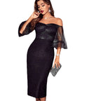 Black Strapless Sevenquarter Cocktail Elegant Y2K Midi Dresses