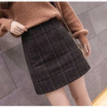 Korean Sexy High Waist Slim Plaid Wool Astep Mini Skirt