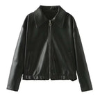 New Leaher Feminina Streetwear Outwear Vermelho Black Jackets