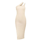 New Slit Oblique Slimming Elegant Casual Y2K Midi Dresses