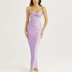 Puss Sexy Satin Pleated Elegant Casual Vestidos Midi Dresses