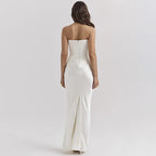 Elegant Corset Strap Neck Backless Maxi Red Party Dress