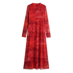 Versatile Limited Printed Screen Dress Women's Fashion Style Year Loong Party Dress