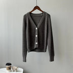 V-Neck Single Button Knitted Green Cape Clothes Autumn Women Sweater