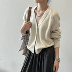 V-Neck Single Button Knitted Green Cape Clothes Autumn Women Sweater