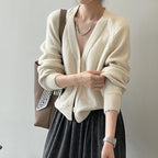 V-Neck Single Button Knitted Green Cape Clothes Autumn Women Sweater