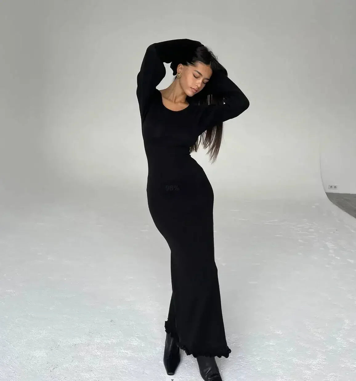 Backless Slim Comfortable Laceup Elegant Female Midi Dresses