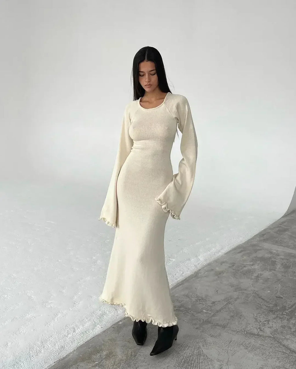 Backless Slim Comfortable Laceup Elegant Female Midi Dresses