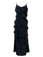 Ruffles Chiffon Maxi Dresses Backless Split Sexy Long Summer Wedding Party Dress