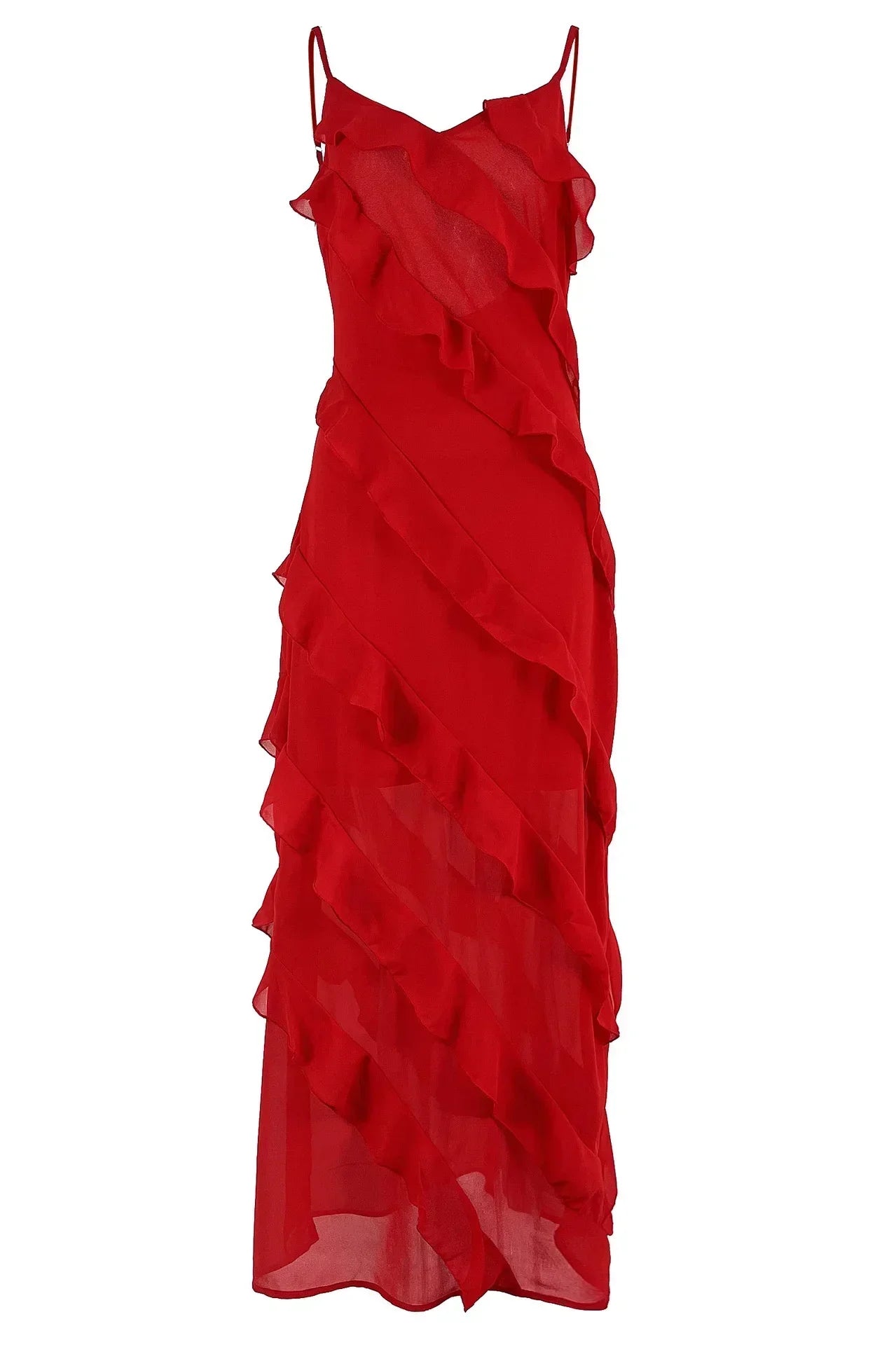 Ruffles Chiffon Maxi Dresses Backless Split Sexy Long Summer Wedding Party Dress
