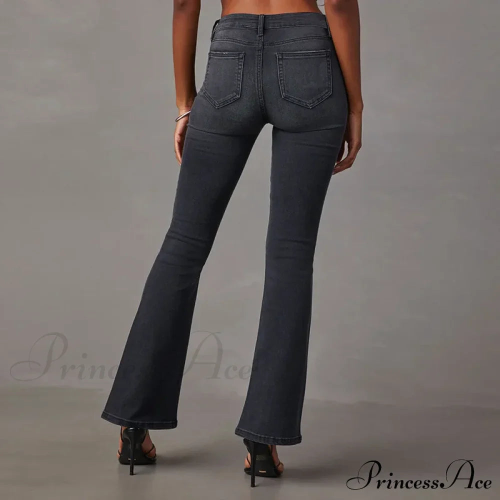 High Stretch Flare Women Boot Cut Fashion Slim Denim Flare Pants Autumn Winter Casual Ladies Trousers S-2XL Jean