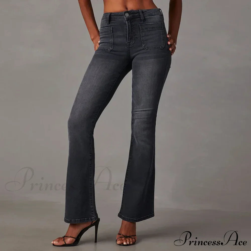 High Stretch Flare Women Boot Cut Fashion Slim Denim Flare Pants Autumn Winter Casual Ladies Trousers S-2XL Jean