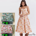 Slip Spring and Summer Thin Ribbon Split Long es for Women Floral Dress
