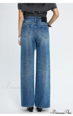 Spring New High-waisted Loose Slimming Wide-leg Denim Versatile Floor-length Jean