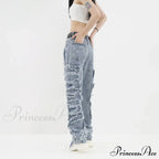Streetwear Stacked Clothing Y2K Baggy Ripped Hip Hop Straight Vintage Denim Jean