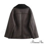 Faux Leather Wool Blend Jacket