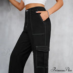 Vintage Baggy Wide Leg Streetwear Straight Denim Pockets Cargo Jean