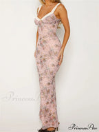 Women Sleeveless V-neck Backless Floral Print Patchwork Summer Cocktail Party Female Vestidos