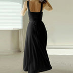 Ingrid Effortless Dress with Square Neckline Elevated Occasion Wear