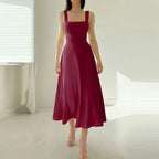 Ingrid Effortless Dress with Square Neckline Elevated Occasion Wear