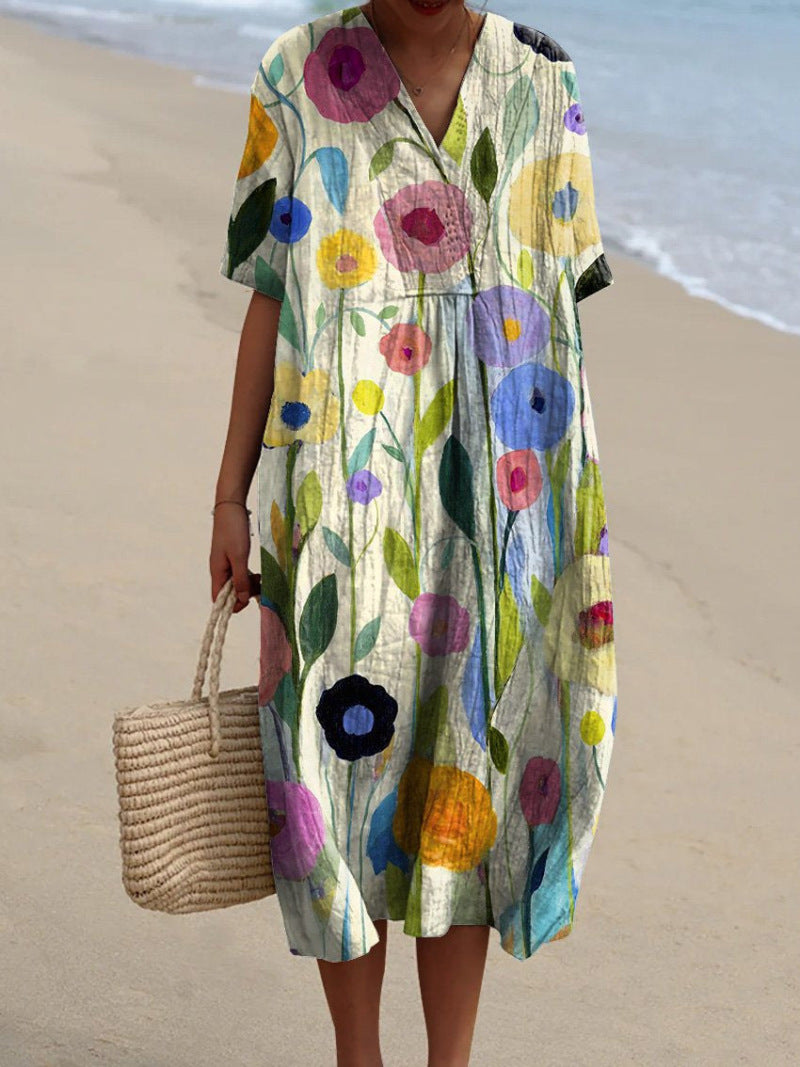 Virginia Effortless Premium Cotton Floral Dress Evening Wear Edit