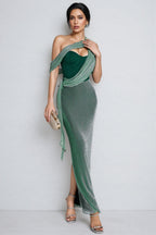 Serela Green Halter Strap Maxi Dress