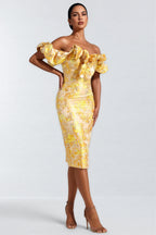Joni One-Shoulder Jacquard Midi Dress