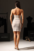 Halterneck Diamond Mesh Mini Dress