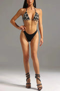 Dara Halter Diamond Tassel V-Neck Bikini