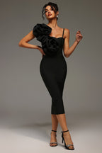 Halter Flowers Bandage Midi Dress