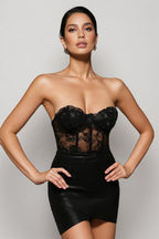 Onric Strapless Sleeveless Lace Flowers Corset