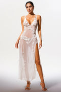 Neve Sleeveless Flowers V-Neck Slit Maxi Dress