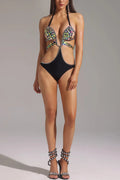 Whitaker Halter Diamond Hollow Out Swimsuit