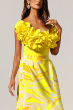 Tulip Off-Shoulder Flowers Maxi Two-Piece Set