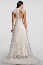 Albine Halter Sleeveless V-Neck Lace Maxi Dress