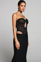 Luken Black Mesh Bandage Maxi Dress