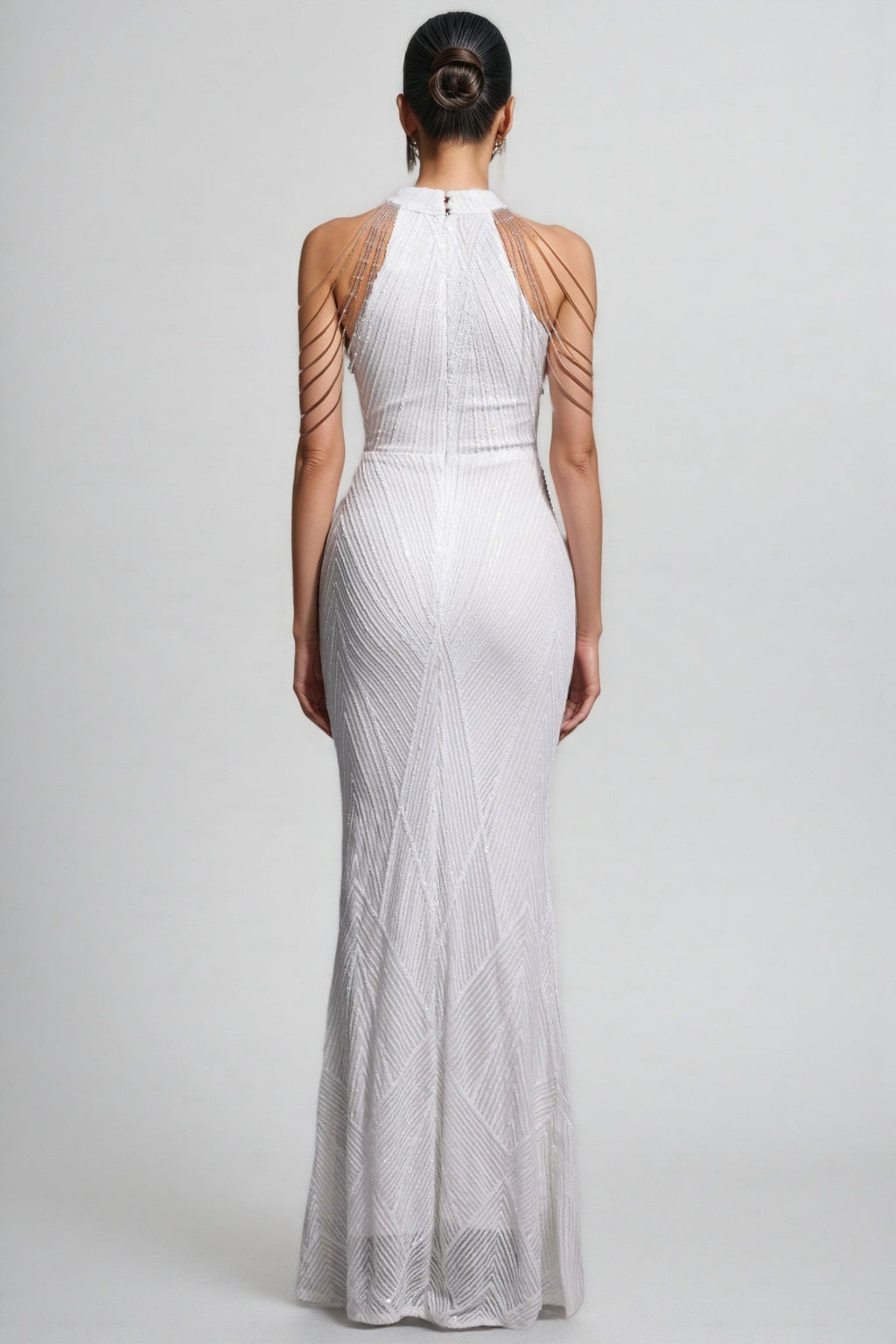 Solend Neckline Sequin Fishtail Maxi Dress